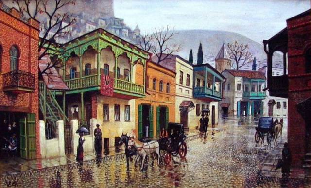 A painting of Old Tbilisi by Giovanni Vepkhvadze